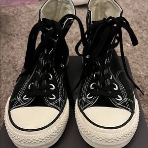 Classic Black and White Women's High-Top Sneakers